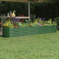 Oval Garden Raised Bed Green Powder-Coated Steel Large 102.4x102.4x14.2 Inch Durable Outdoor Planter for Vegetables Herbs Flowers