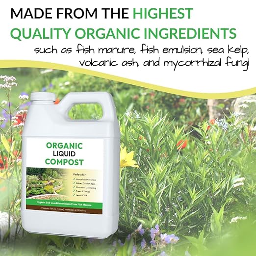 Organic Liquid Compost + Pump: Fast-Acting Alternative to Messy and Smelly Composting | Perfect for Brewing Compost Teas (1 Gallon + Pump Treats Up to 20000 Sq.Feet)