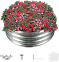 2.7FT Diameter Galvanized Garden Raised Bed/Plant Box/Fire Pit Ring-0.8mm Thick12 Inch TallCrimped Edge and CornerNo SharpePerfect for Plantings (Silver 32 Dia X 11.5 inches)