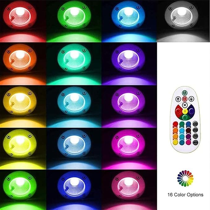 2Pcs Outdoor Buried Lights - 6W Ground Led Landscape Lamp Recessed Led Floor Lamp 12V/24V RGB Garden Spotlight with Remote Control Spotlights for Driveway Deck Step-One Color-6W(12V)