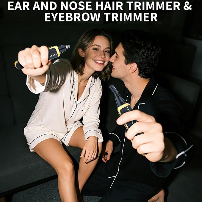 LED Display Eyebrow &amp Nose Hair Trimmer Clipper for Men Women2026 Rechargeable 2 in 1 Painless Ear &amp Facial Hair Trimmer with Powerful Motor and Dual-Edge Blades Easy Cleansing (Black)