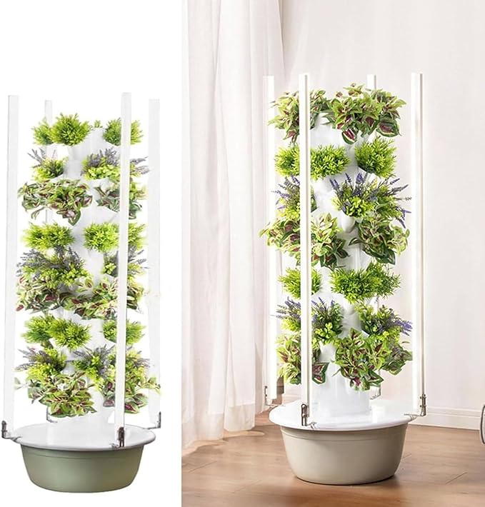 Hydroponics Tower Garden Hydroponic Growing System Grow Herbs Fruits and Vegetables with Timer LED Light Pump and Net Pots Aeroponics Kit for Home9Layer