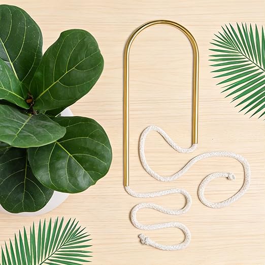 Self-Watering Plant Wick System Brass and Cotton U-Shaped Automatic Drip Irrigation for House Plants (Gold)