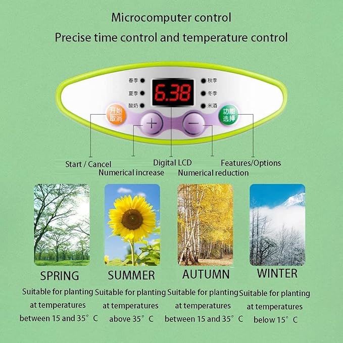 Bean Sprouts Machine LED Display Seed Germination Kit Intelligent Sprouting Machine Suitable for Seeds Microgreens Growing Tool