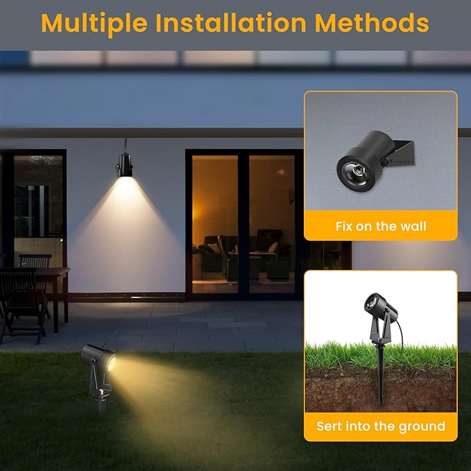 Low Voltage Landscape Lighting4 Pack Outdoor LED Landscape Spotlights with Transformer 27V Garden Lights Pathway Lights IP65 Waterproof 3000K Warm White