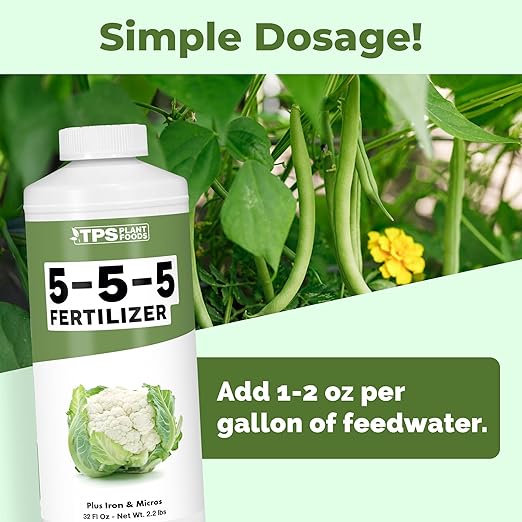 5-5-5 Fertilizer for Plants Great for Vegetables Flowers and Shrubs Liquid Plant Fertilizer by TPS Plant Foods 32oz (1 Quart)