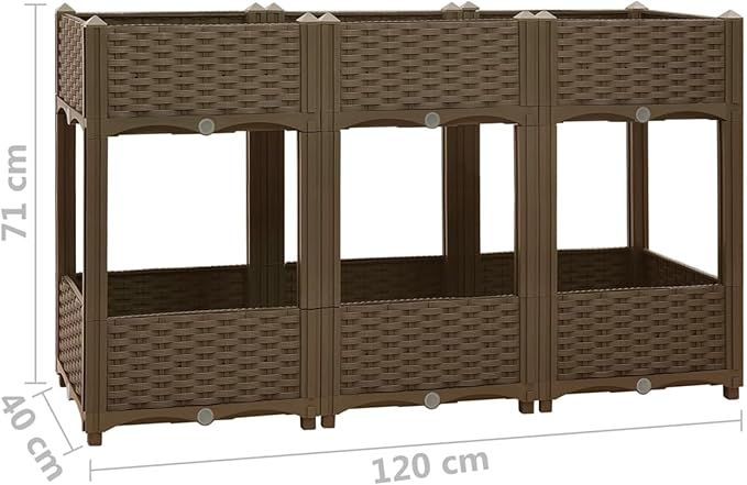 Raised Bed Stylish Two-Level Outdoor Planter Box Durable Polypropylene Medium Size for Garden Balcony Patio Vegetables Herbs Flowers