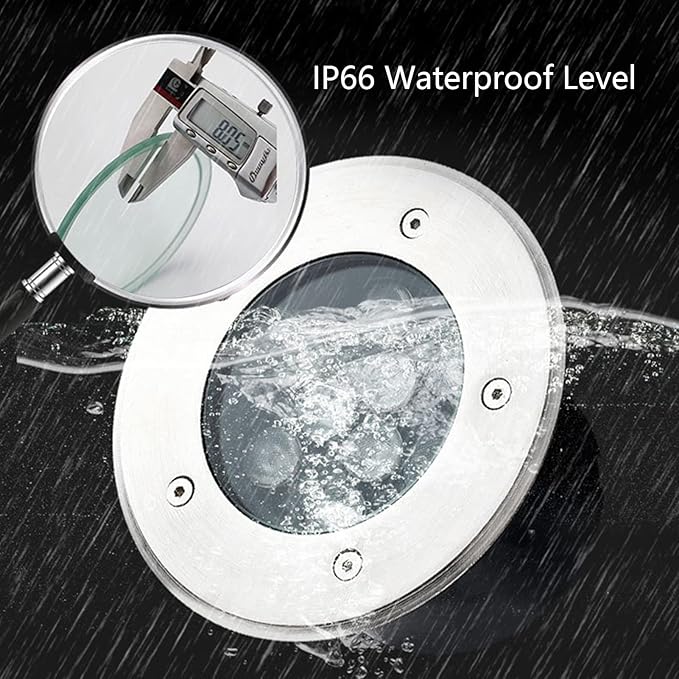 Recessed Ground Light Garden Buried Lights IP66 Waterproof Embedded Round Spotlight AC85-110V Outdoor Underground Light for Pathway Driveway Deck Patio Yard Landscape Light