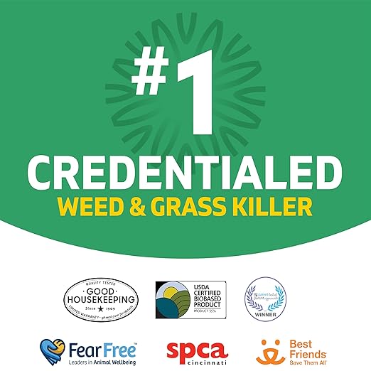Spruce Weed Killer Refill - Versatile Weed &amp Grass Killer₂ for Flower Beds Driveways &amp Mulch Beds - No Pour No Mix No Mess Refill - Kills Dandelions Crabgrass &amp More (64 Oz)