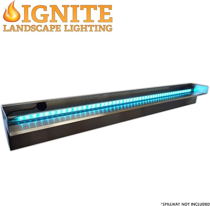 Ignite Landscape Lighting 48 Color Changing Spillway Light Bar with 12-Watt Transformer and Remote for Landscape Lighting Ponds and Water Features - ILB48CC