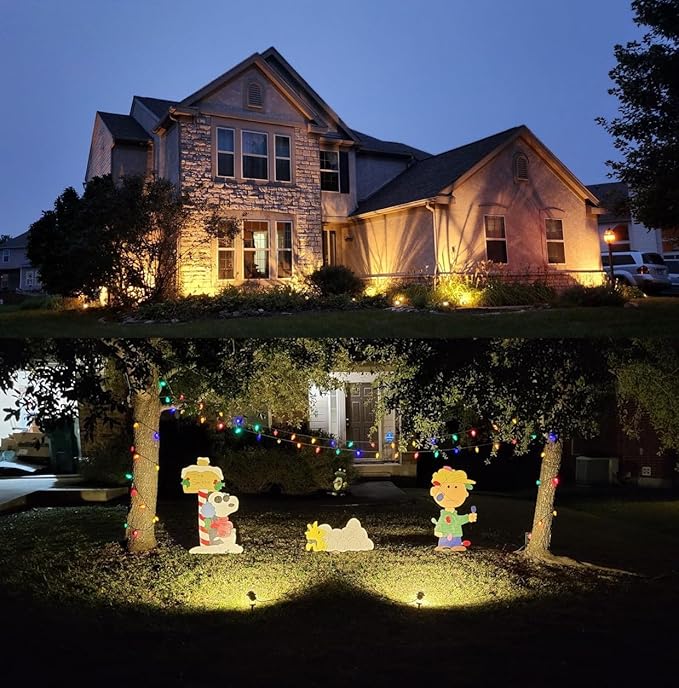 TOVEENEN LED Outdoor Landscape Spotlight 120V 12W Waterproof Spot Lights for Yard House Garden Christmas Lighting 3000K Warm White 2 Pack