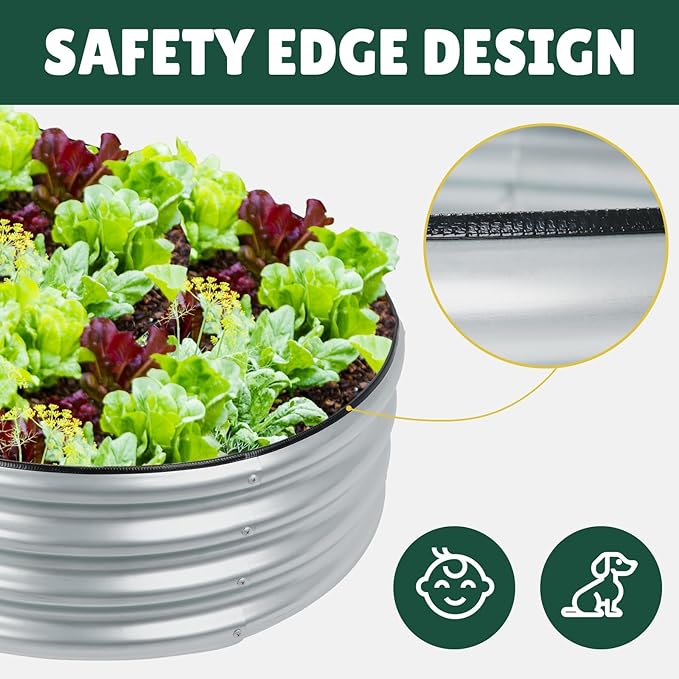 LINEX Galvanized Raised Garden Bed 4x2x1 ft Metal Raised Garden Beds Outdoor Planter Boxes Clearance for Gardening Vegetables Flowers Herbs Above Ground