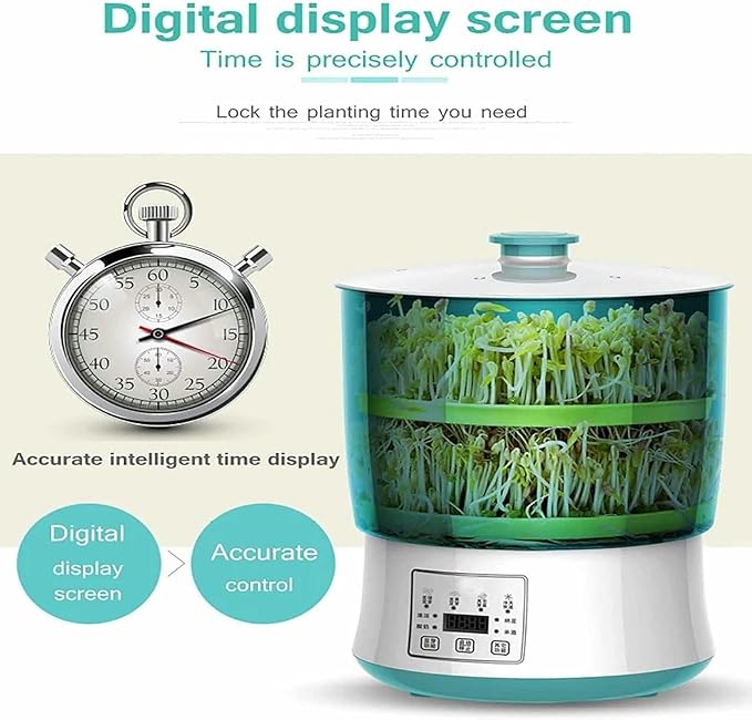 Automatic Sprouter Bean Growing Machine 3 Layers Germination Tank Seed Germination Machine LED Display Time Control 360° Automatic Spray for Every HOM