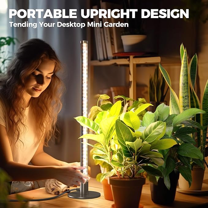 Barrina Standing Grow Light for Indoor Plants 20W 2FT Desk LED Plant Light Hanging and Standing Table Top Full Spectrum Vertical Grow Lights with Stand and On/Off Switch Ideal for Plants Growth