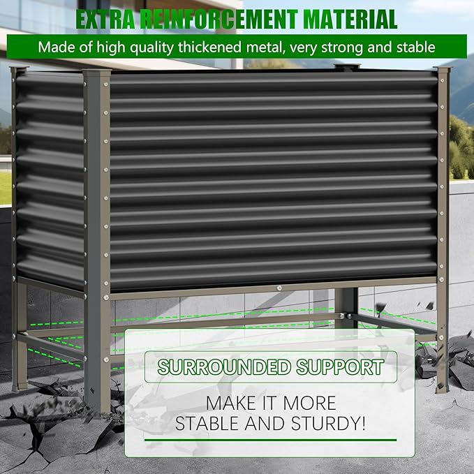 Doniks Raised Garden Bed with Legs 48×24×37in Large Outdoor Metal Galvanized Garden Planting Box900lb Capacity for Vegetables Lawn Green Flowers Fruits Terrace