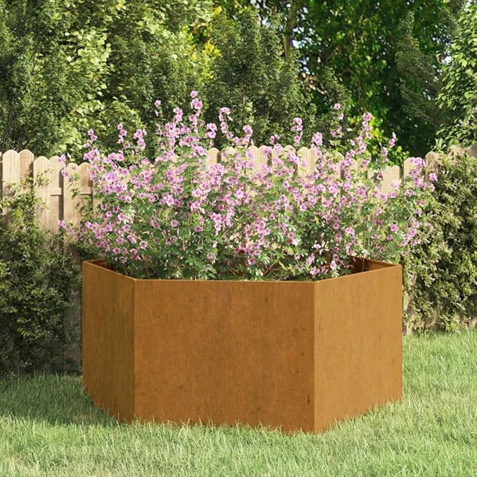 Planter RustyGardening AccessoriesModern DesignBackyard Raised BedsPatio Raised BedsHerb PlantersFreestanding Plantersfor BalconiesDecksPatiosVerandas35.4x35.4x17.7 Corten Steel