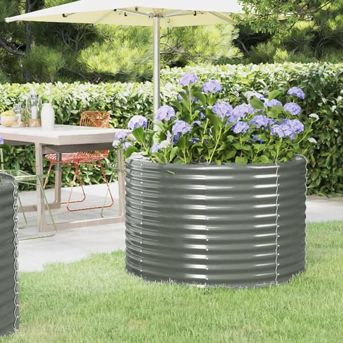 Steel Planter Garden Boxes Outdoor Garden Raised Bed Powder-Coated Steel Metal Raised Bed for Gardening Vegetables Fruits and Flowers 39.4x39.4x26.8