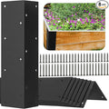 8 Raised Garden Bed Corner Brackets for 20 - 24 Garden Beds L-Shaped Reinforced Connectors (11x3x3) Black Metal with Long and Short Screws