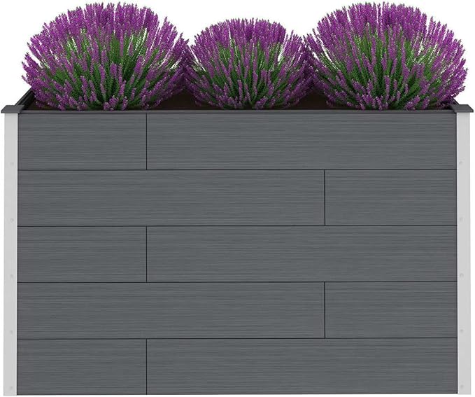 Garden Raised Bed Planter Raised Beds Raised Planter Box Planters for Outdoor Plants Garden Beds WPC 59.1x19.7x35.8 Gray