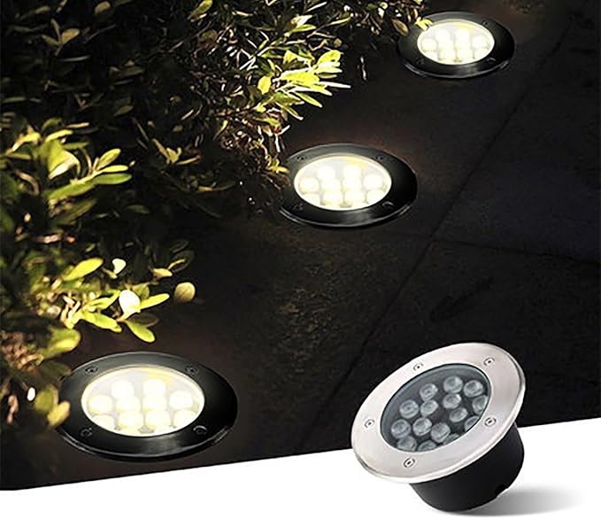 LED Landscape Lights - Outdoor Buried Lights Round Decorative Lighting Light IP67 Waterproof Embedded Led Spot Lights Garden Patio Floor lamp RGB with remotPurple-18W