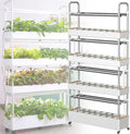 Hydroponics Tower 48/64 Hole Garden Hydroponic Growing System with LED Grow Light Planting Spaces PVC Vegetables Aeroponics Grow Kit for Herbs Fruits and Vegetables64hole