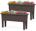 Giantex Raised Garden Beds Outdoor Set of 2 Self-Watering Planter Box with Detachable Legs &amp Drainage Hole Outdoor Raised Container for Vegetable Fruit Herbs 31.5”Lx12”Wx16”H Easy Assembly (Br