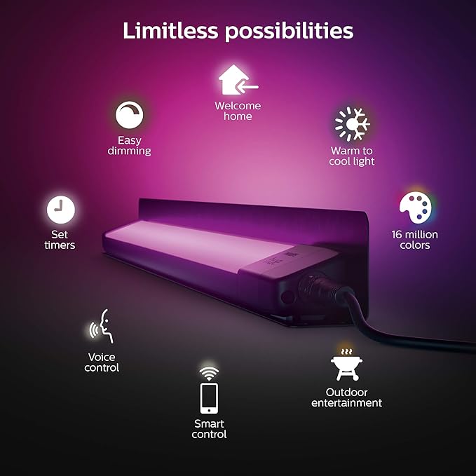 Philips Hue Amarant Outdoor Smart Light Bar Black - 20W White and Color Ambiance LED Light - 1 Pack - Requires Hue Bridge and Outdoor Power Supply - Control with Hue App and Voice - Weatherproof