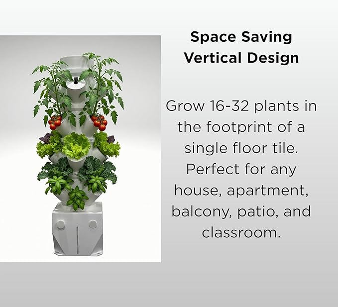 Seed Soil and More Vertiflow Grow Tower-16 Plants Herbs Vegetables - Hydroponic Herb Garden Planter Kit - Indoor/Outdoor Gardening System