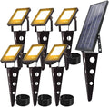 Solar Spotlights Outdoor Waterproof Zeta 6-in-1 Spot Lights Metal Warm White Auto On/Off Dusk to Dawn Landscape Flag Pole Uplights for Outside House Trees Garden Yard Driveway Pathway Lawn