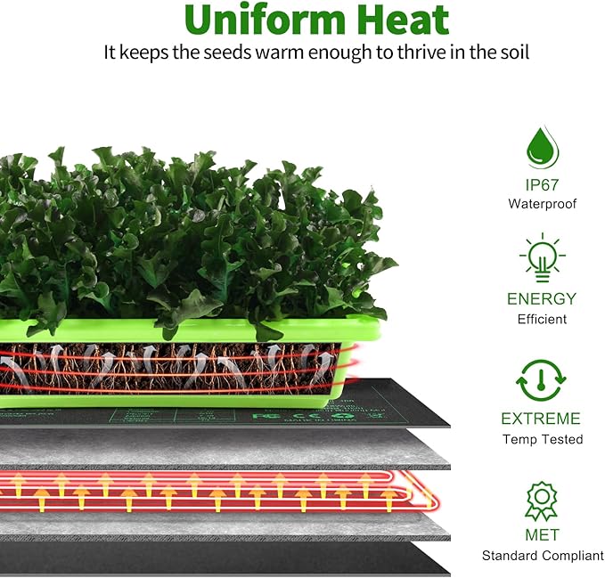 Seedling Heat Mat 8 Pack 10 x 20.75 MET-Certified Warm Hydroponic Heating Pad Waterproof Warm Hydroponic Plant Heating Mat for Germination Greenhouse Grow Seed Starter