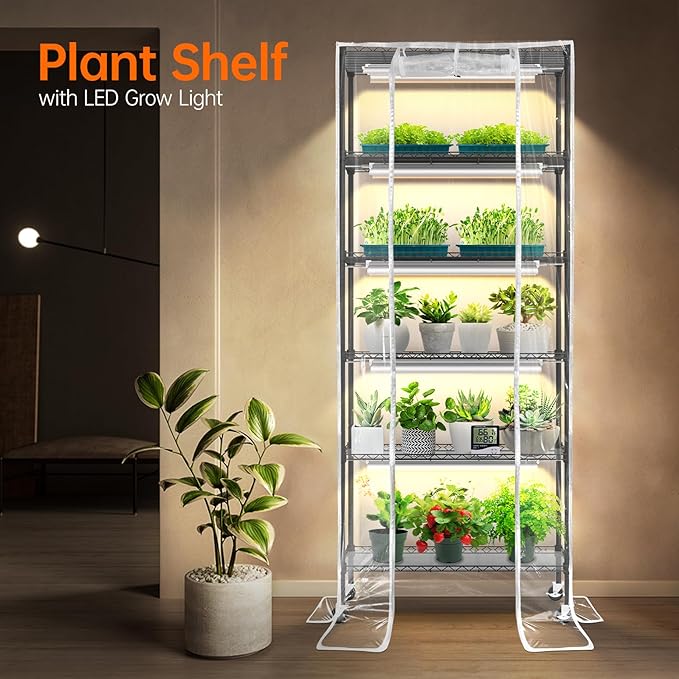 Bstrip Indoor Greenhouse with Grow Light 29.5 L×13.8 W×71 H and 27.2x19.9x61.8