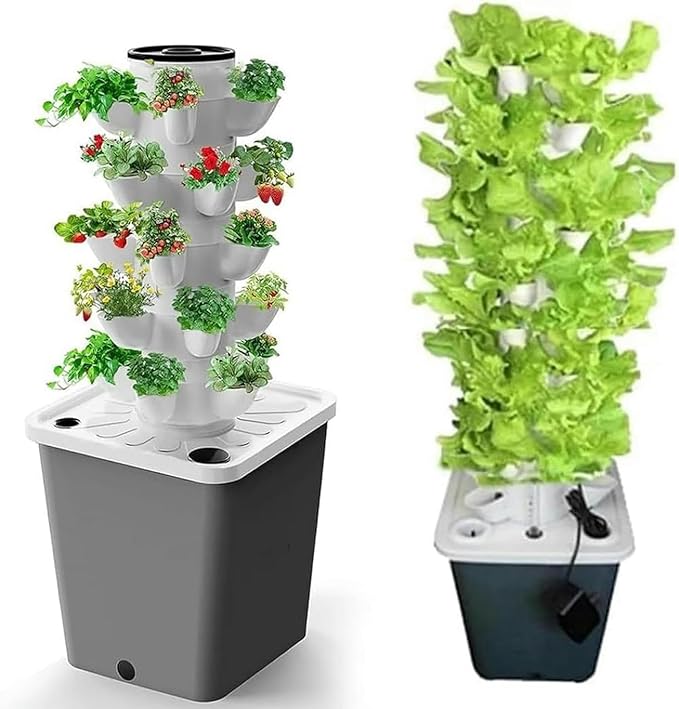 Garden Hydroponic Culture System Hydroponic Tower of 15/20/25/30 Plants Kits and Hydroponic Cultivation Systems for Interior Fruits and Vegetables Network Packages Timer