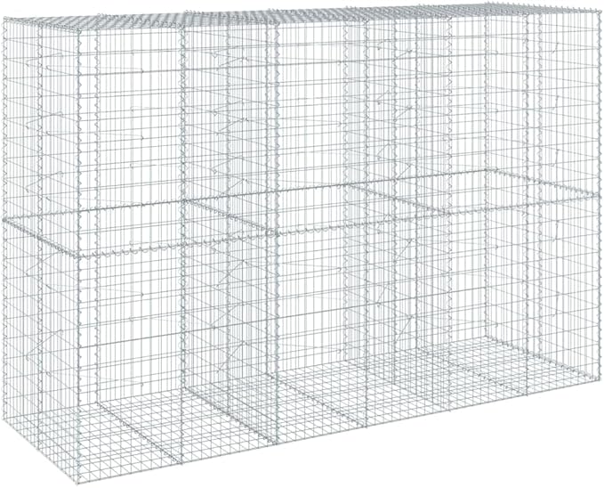 Gabion Basket with Cover 118.1x39.4x78.7 Galvanized Iron Raised Garden Bed Outdoor Planter Box Elevated Garden Beds Durable Metal Gabion Retaining Wall for Landscaping