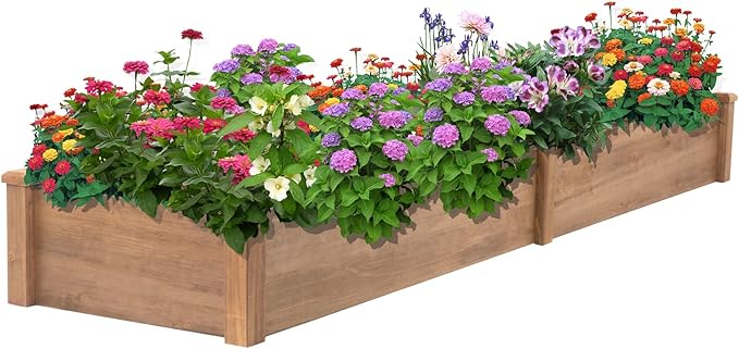 Raised Garden BedOutdoor Wood Planter BoxHigh-end Natural fir Wood boltless assemblyfor Vegetables Flowers Herbs and Succulentsw/Non-Woven Pad93 x 23 x 10in