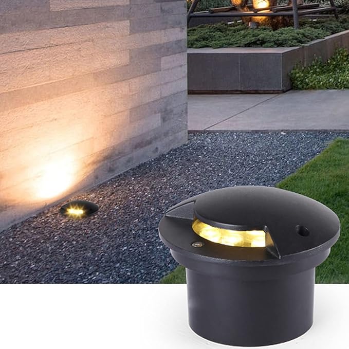 Round Landscape Lighting LED Underground Light Aluminum Driveway Lights Low Voltage 12V-24V IP65 Waterproof Ground Spotlight for Driveway Deck Step Garden Outdoor Lighting