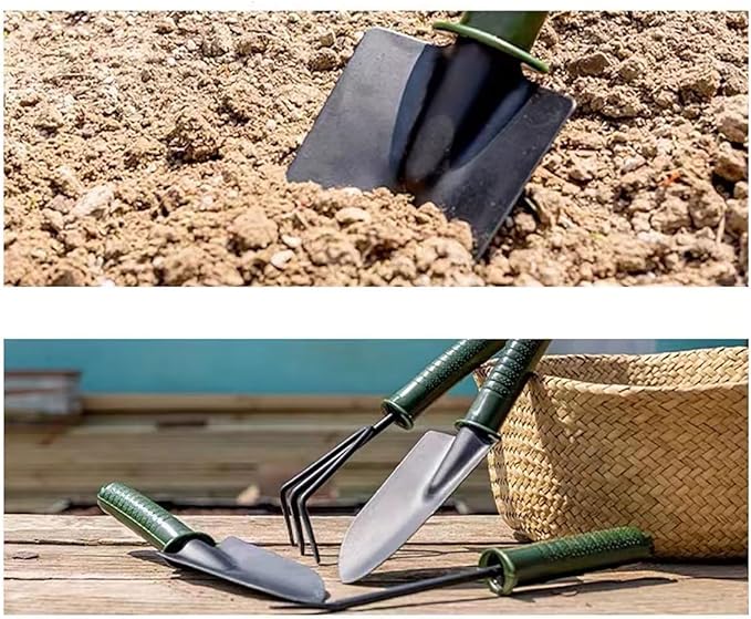 Gardening Tools Set of 4 Gardening Hand Tools Including Rake Tip Shovel Round Shovel Seedling Device Planting Supplies Outdoor and Indoor