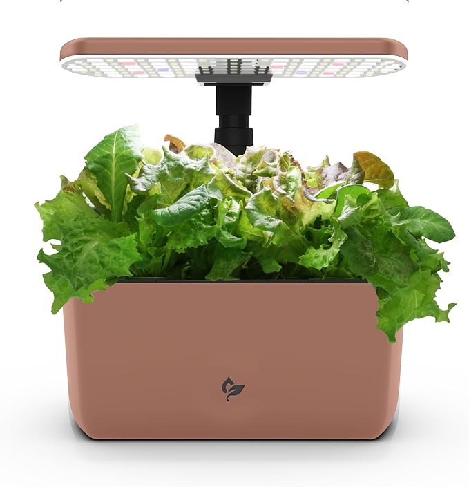 AeroGarden Harvest Lite in Mocha Soil-Free Indoor Hydroponic Garden with LED Grow Light for Year-Round Gardening of up to 6 Herbs and Vegetables