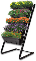 4ft Raised Garden Bed Vertical Garden Freestanding Elevated Planter with 5 Container Boxes for Patio Balcony Flowers Indoor Outdoor Black
