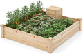 Giantex Raised Garden Bed 49x49x10 Wood Planter Box Kit w/Compost Bin &amp Open-Ended Bottom for Vegetables Flowers Herbs Fruits Elevated Square Planting Bed for Patio Backyard Garden