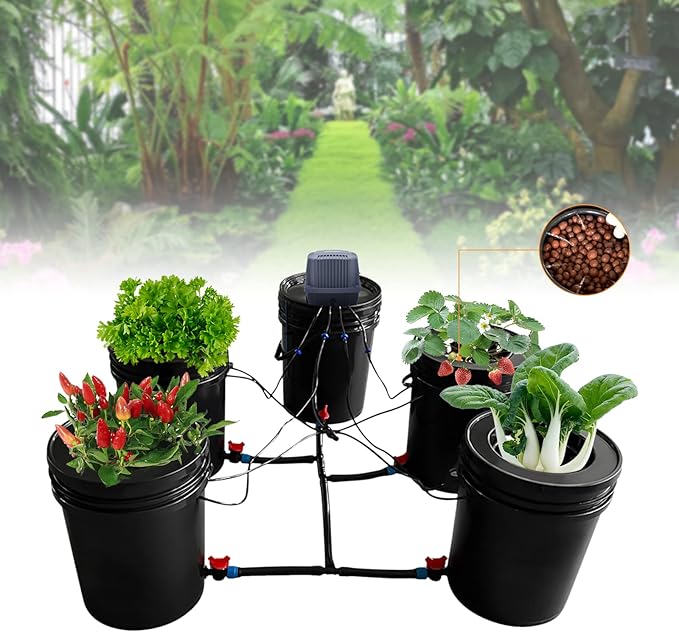 Hydroponics Growing System Kit5 Gallon Auto Watering SystemDeep Water CultureRecirculating Dripfor Indoor PlantsGrow Tents