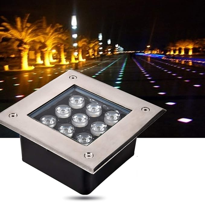 LED Outdoor Spotlights Waterproof IP66 Landscape Lights AC85V~265V Underground Light for Patio Yard Pathway Lawn 8 Colors (Yellow 12W)