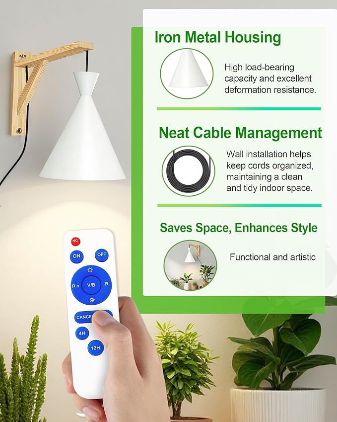Arikashi Hanging Grow Light LED Growing Light Full Spectrum for Indoor Plants4/8/12H Timer Height Adjustable Grow Lamp for Large Plants