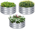 PINPON 3 Pack 2x2x1ft Round Galvanized Raised Garden Bed Outdoor Silver Metal Planter Box for Vegetables Herbs Flowers