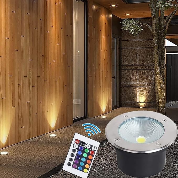 Underground Light LED - Outdoor Landscape Lights AC 110-265V COB Integrated Light Source Spot Lights IP67 Waterproof Recessedround Ground Light for Garden LiRgb-40W