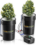 Mars Hydro DWC Hydroponics Grow System 5 Gallon Deep Water Culture with 8W Air Pump Multi-Purpose Air Hose Air Stone 2 Buckets and Top Drip Kit