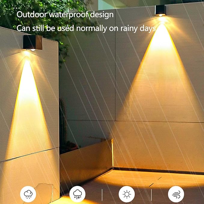 Solar Fence Lights 3 PackLed Lighting Waterproof Graden Lights Solar Wall Lamps Outdoor Wall Washer Landscape SpotlightLanterns for House WallPorchGardenYard Patio