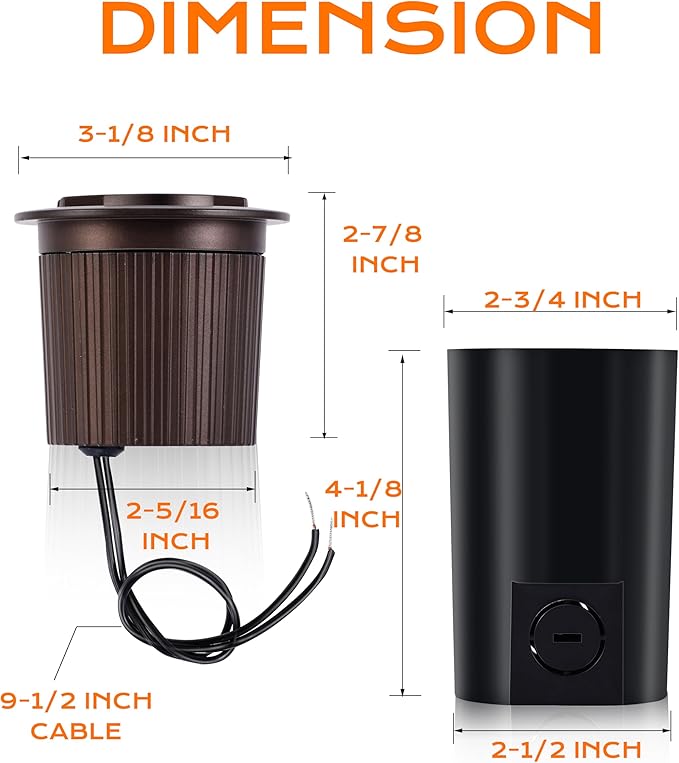 [6 Pack]CLOUDY BAY 9W Low Voltage Landscape LightsLED Well LightsGrated Top12V-24V Waterproof Outdoor2700K/3000K/3500K/4000K/5000K In Ground Lights for Fence Pathway DeckBronze