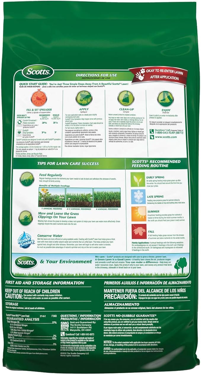 Scotts Green Max Lawn Food Lawn Food Plus Iron Supplement for Deep Greening 33.33 lbs. 2-Pack