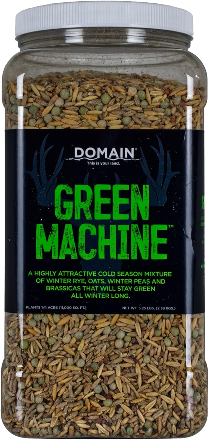 Domain Outdoor Green Machine Food Plot Seed for Deer 1/4 Acre Winter Peas Forage Oats Winter Rye Forage Rape Radish Highly Attractive Food Source Will Stay Green