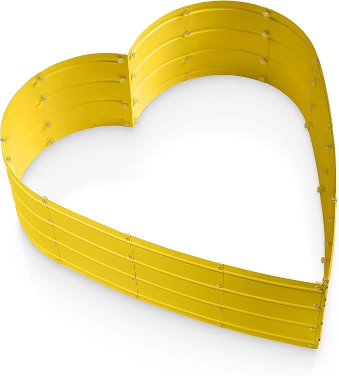 Plant &amp Plot Galvanized Raised Garden Beds Outdoor // Planter Raised Beds for Gardening Vegetables Flowers // Large Metal Garden Box (Yellow) // Tool-Free Assembly